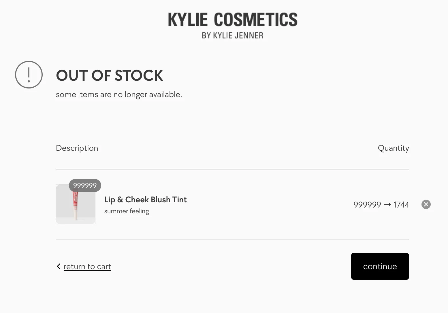 Cart scraping example showing inventory numbers