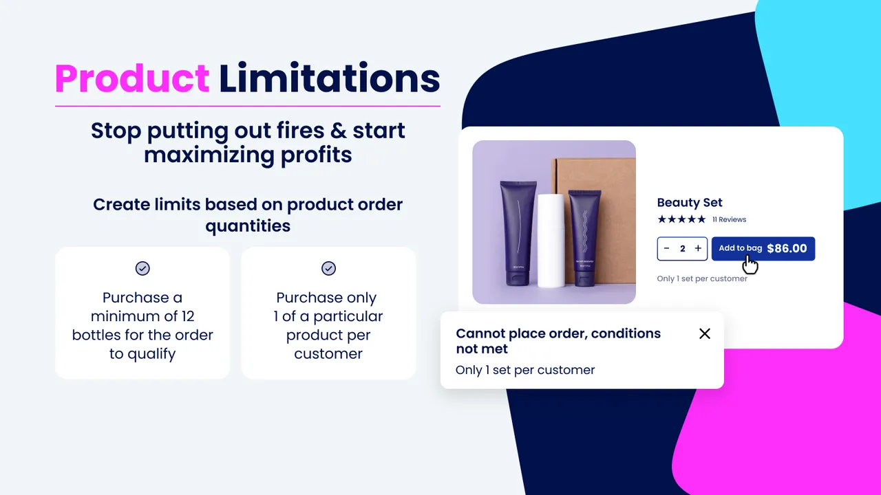 Minmaxify Order Limits interface