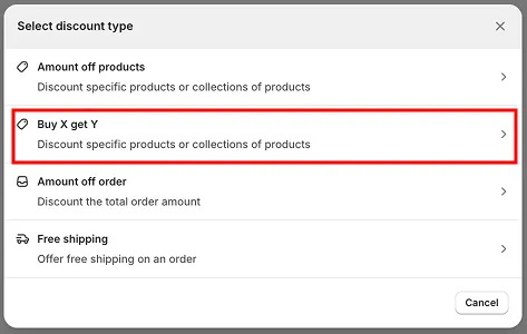 Buy X Get Y discount setup