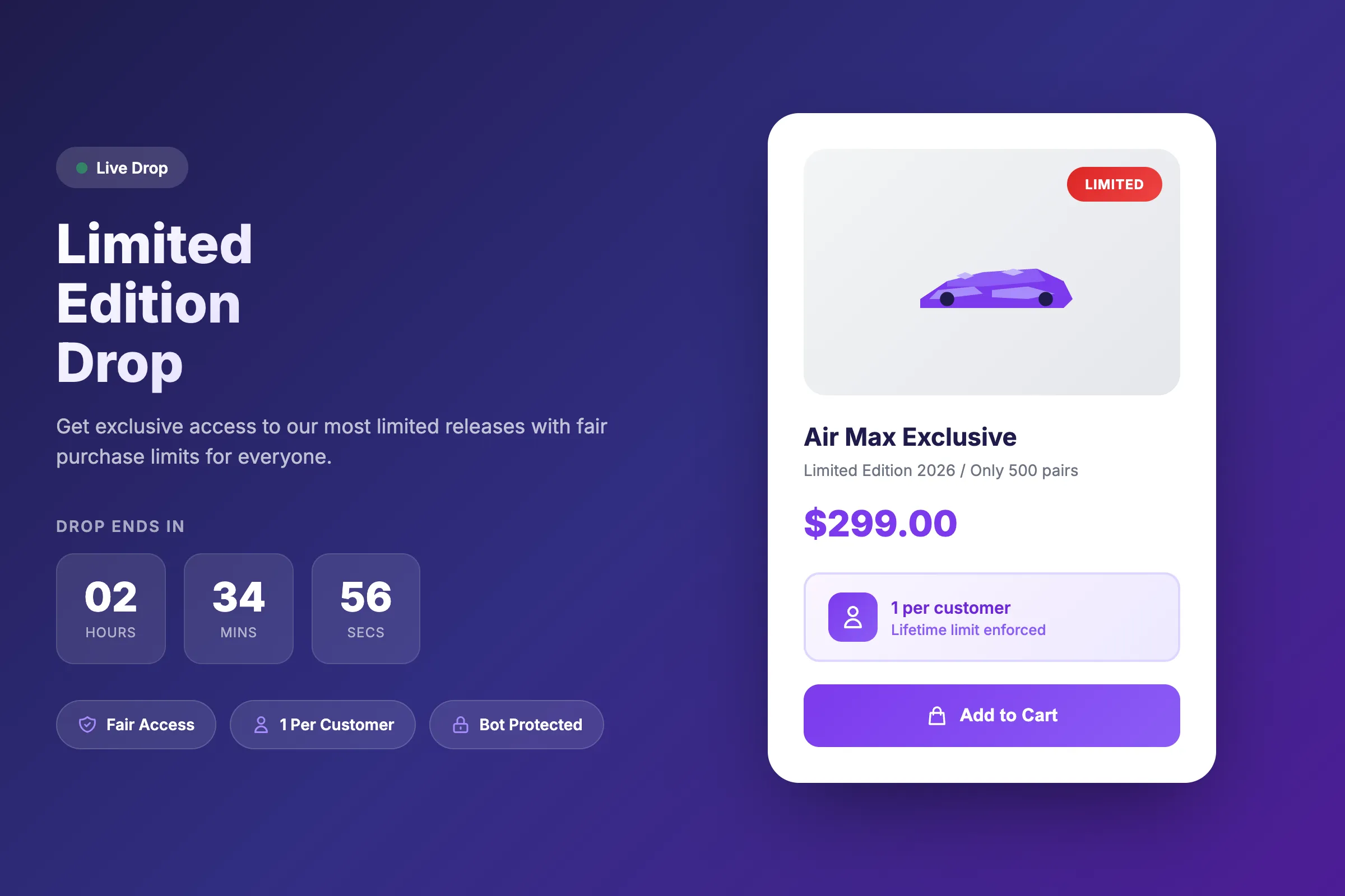 Product drop protection for limited edition releases on Shopify