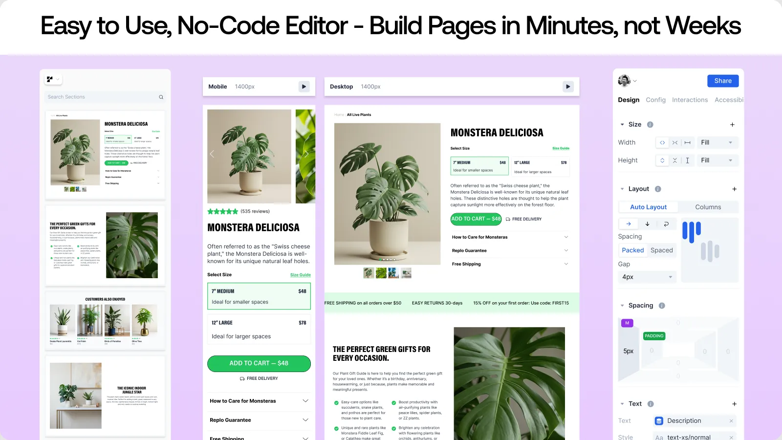 Replo Landing Page Builder interface