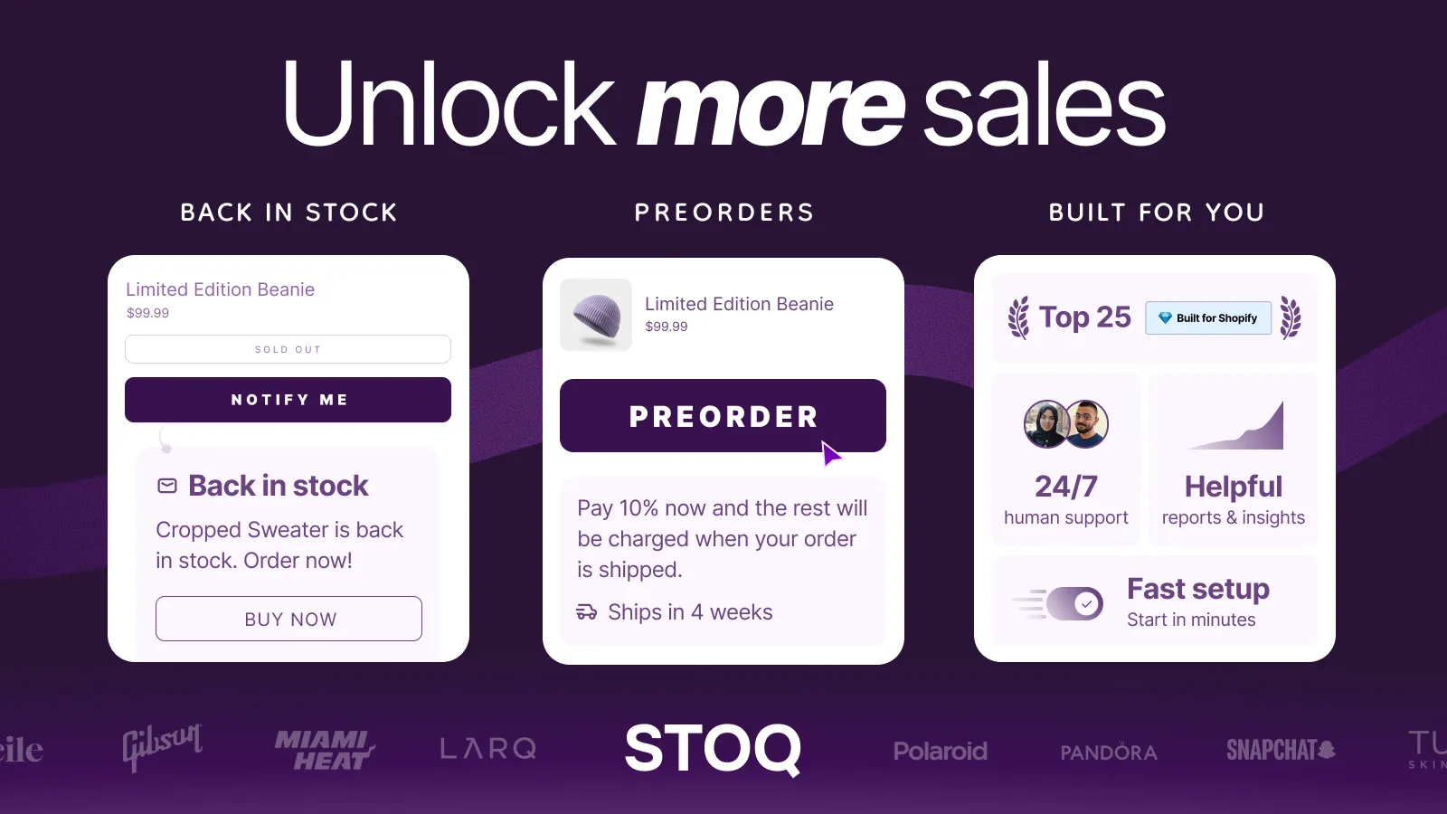 STOQ app interface