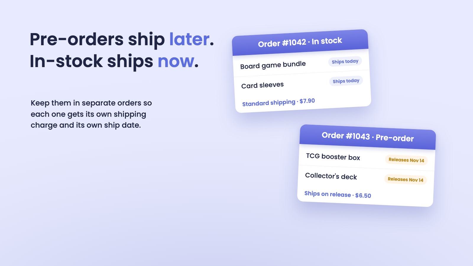 How to keep pre-order and in-stock items in separate Shopify orders