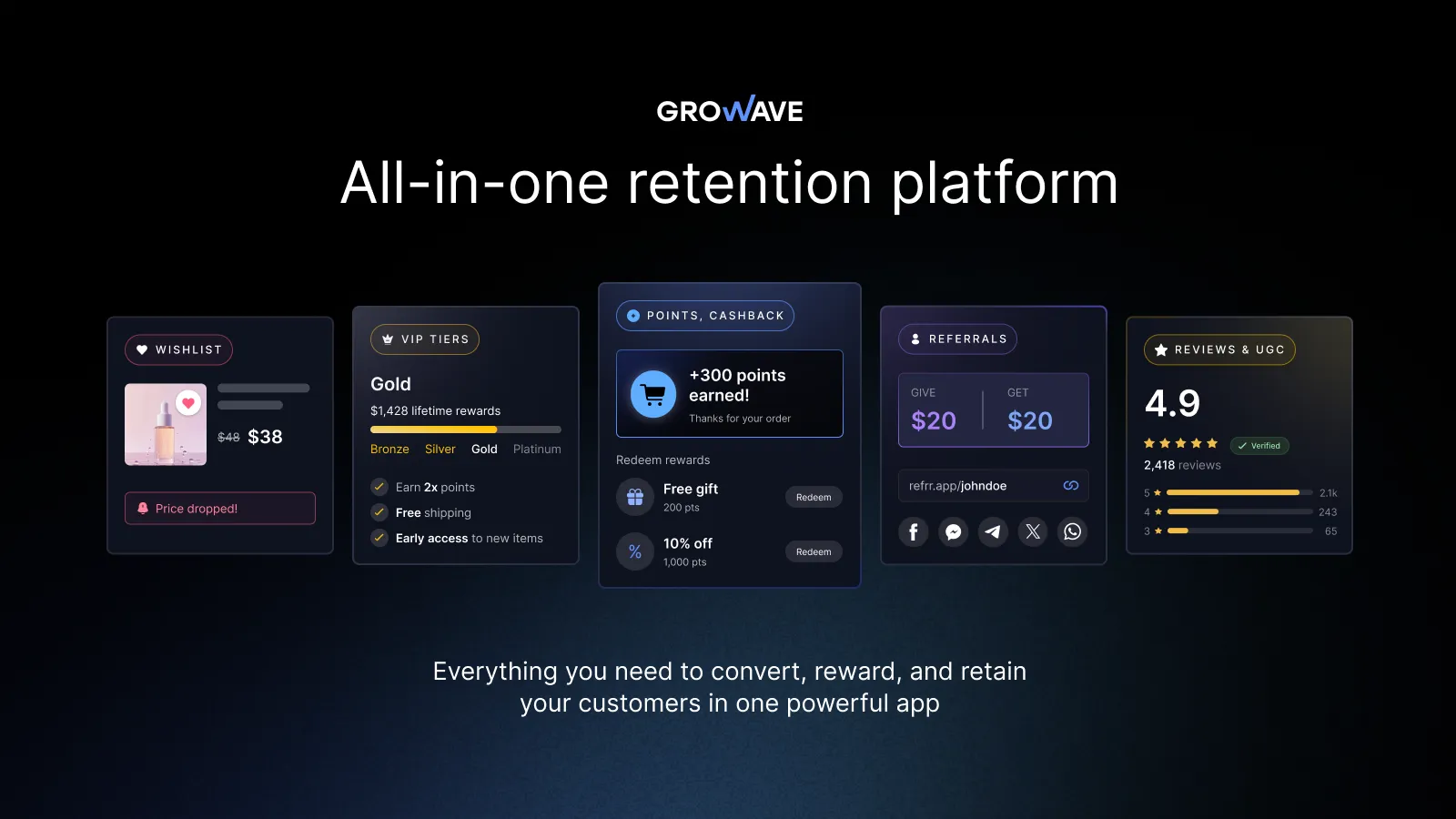 Growave app interface